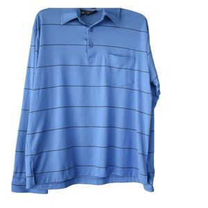 Men's Robert Bruce Blue Stripe Front Pocket  Long Sleeve Polo L